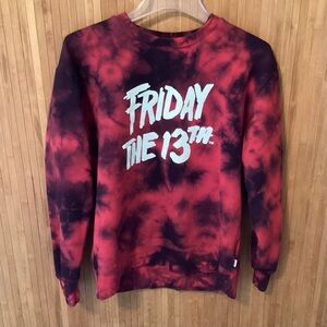Friday The 13TH Long Sleeve Sweatshirt, Red and Black, Size Small